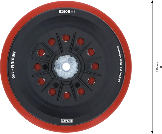 Almohadilla de lijado multiorificio Bosch EXPERT de 150 mm, grano medio.