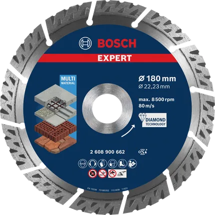 Disco de corte de diamante multimaterial Bosch EXPERT de 180 mm.