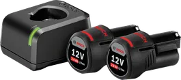 Kit de inicio Bosch 12V con cargador y dos baterías de 2,0 Ah.