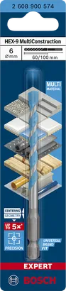 Broca Bosch EXPERT HEX-9 MultiConstruction 6×60×100 mm.