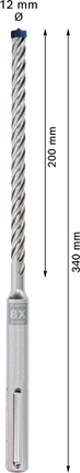 Broca para taladro percutor Bosch EXPERT SDS max-8X 12x200x340 mm.