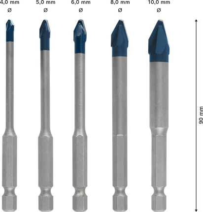 Juego de brocas de cerámica dura Bosch EXPERT HEX-9, 5 piezas.