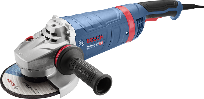 Amoladora angular Bosch GWS 25-180 LVI con empuñadura lateral.