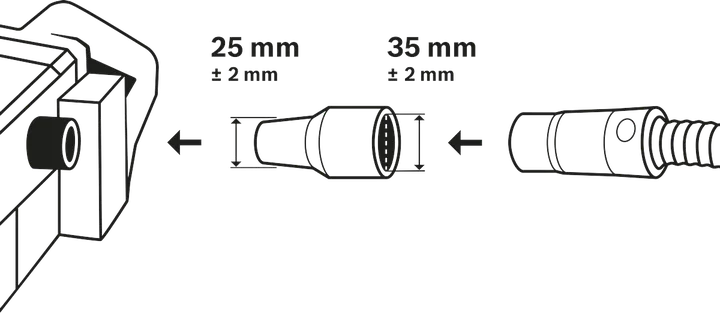 Conector Bosch para extracción de polvo de 25-35 mm de diámetro.