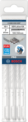 Broca para taladro percutor Bosch PRO SDS plus-5X de 7x100x160 mm (paquete).