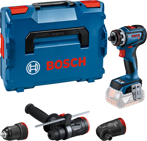 Juego de taladro Bosch GSR 18V-90 FC con cabezales intercambiables.