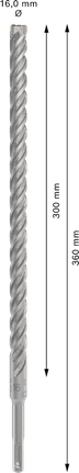 Broca para taladro percutor Bosch PRO SDS plus-5X 16x300x360 mm.