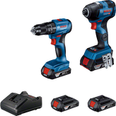 Juego de taladro y atornillador de impacto Bosch GDR 18V-200 C y GSB 185-LI.