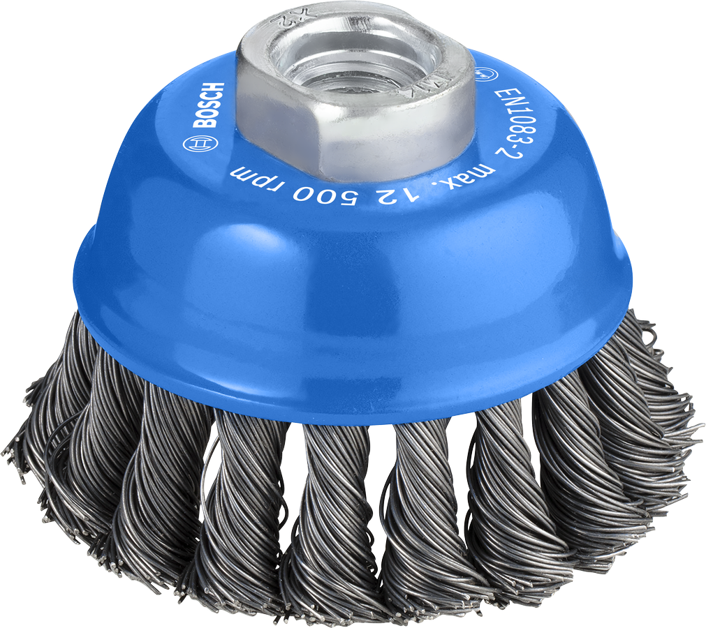 Cepillo de copa pesado de metal Bosch PRO de 75 mm para amoladoras angulares.