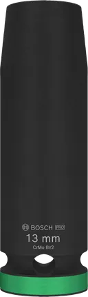 Vaso de impacto Bosch PRO de 1/2" y 13 mm de profundidad, acabado negro.