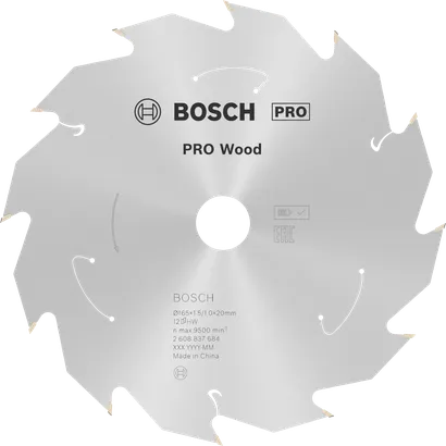 Hoja de sierra circular inalámbrica Bosch PRO Wood 165 mm T12.