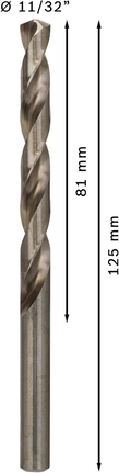 Broca helicoidal Bosch PRO Metal HSS-G de 11/32 pulgadas, 125 mm.