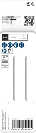 Hojas de sierra de calar Bosch PRO Metal Pipes Profiles T321AF 132mm 2uds.