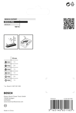 Juego de puntas de destornillador de impacto Bosch PRO, 8 piezas, 55 mm.