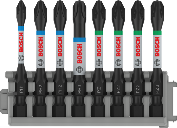Juego de puntas de destornillador de impacto Bosch PRO, 8 piezas, 55 mm, surtidas.