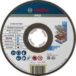 Disco de corte Bosch PRO Multi Material X-Lock de 125 mm.