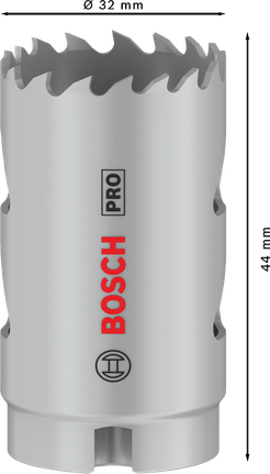 Sierra de corona multimaterial Bosch PRO de 32 mm para cortes versátiles.