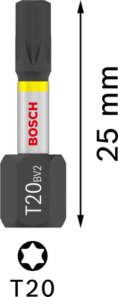 Punta de impacto Bosch PRO Torx T20 de 25 mm.