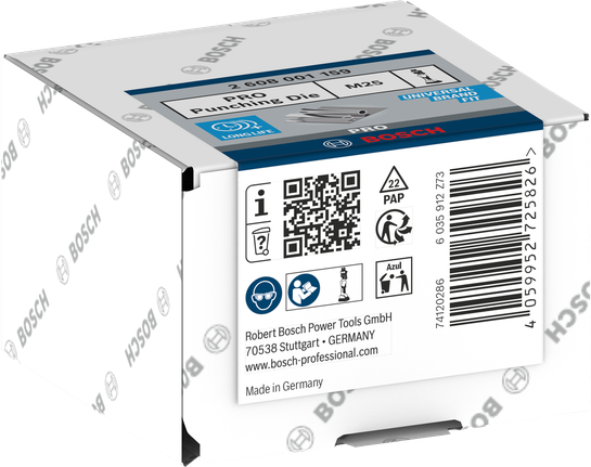 Matriz de punzonado Bosch PRO M25 acero inoxidable.