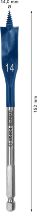 Broca de pala autocortante Bosch EXPERT de 14 x 152 mm.