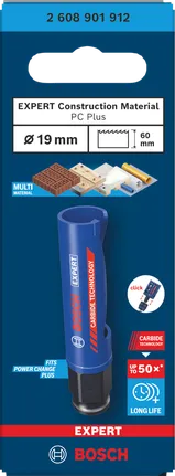 Sierra de corona para materiales de construcción Bosch Expert 19×60 mm.