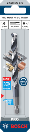 Broca helicoidal de impacto Bosch PRO Metal HSS-G de 6 mm.
