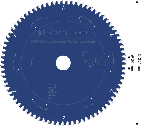 Hoja de sierra circular a batería Bosch EXPERT Laulated Panel, 78 dientes.