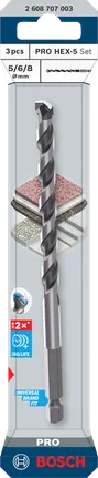 Juego de brocas Bosch PRO HEX-5 de 5/6/8 mm para diversos materiales.