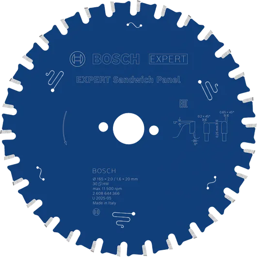 Hoja de sierra circular Bosch EXPERT para paneles sándwich de 165 mm.