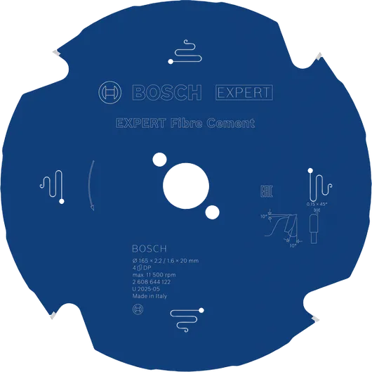 Hoja de sierra circular Bosch EXPERT para fibrocemento de 165 mm.