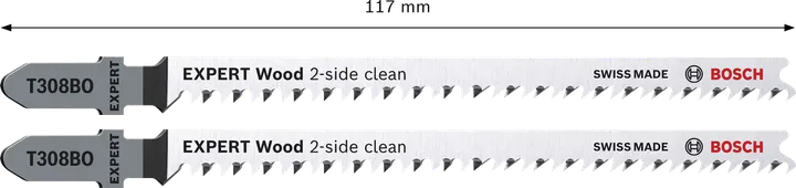 Hojas de sierra de calar Bosch EXPERT Wood con limpieza por ambos lados T308BO, paquete de 2.