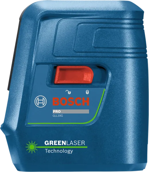 Herramienta de nivelación láser Bosch GLL3XG con láser verde.