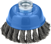 Cepillo de copa metálico Bosch de 75 mm para amoladoras angulares.