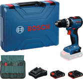 Taladro atornillador inalámbrico Bosch GSB 18V-52 con maletín y accesorios.