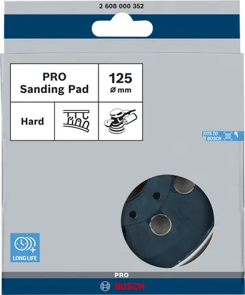 Almohadilla de lijado Bosch PRO dura de 125 mm con 8 agujeros.