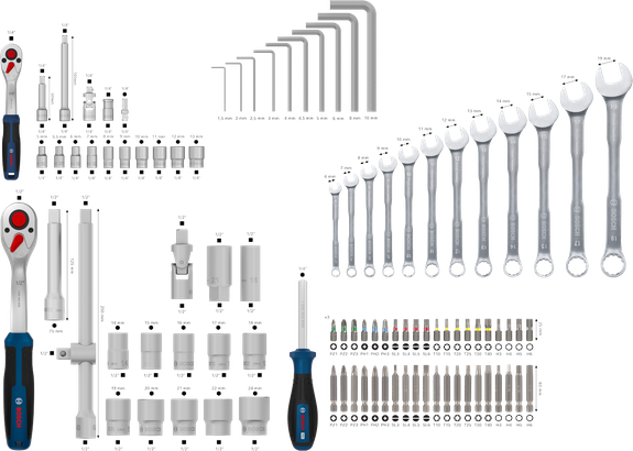 Juego mixto de herramientas manuales