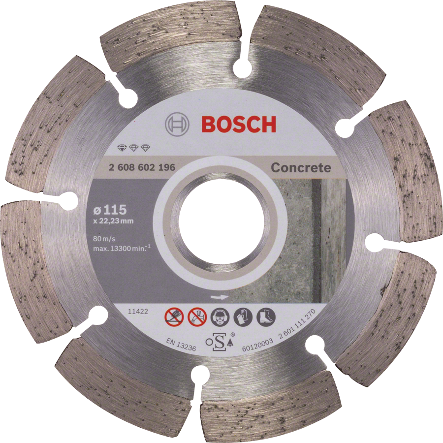 Disco de corte de diamante Bosch Standard para hormigón de 115 mm.