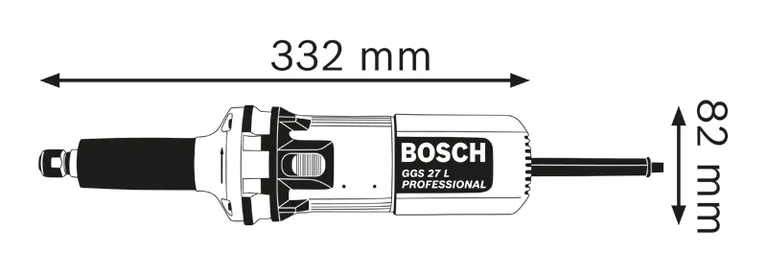 Dimensiones de amoladora recta.
