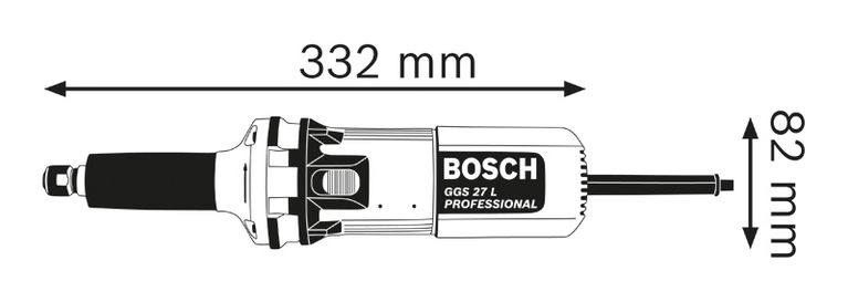 Dimensiones de amoladora recta.