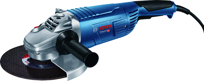 Amoladora angular Bosch GWS 26-230 con disco de 230 mm.