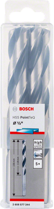 Paquete de brocas helicoidales Bosch HSS PointTeQ de 1/2 pulgada.