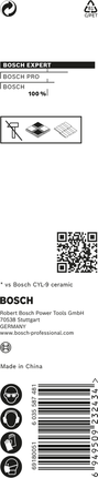 Broca Bosch EXPERT HEX-9 de cerámica dura de 7x90 mm para azulejos.