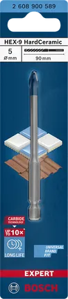 Broca de cerámica dura Bosch EXPERT HEX-9 de 5x90 mm.