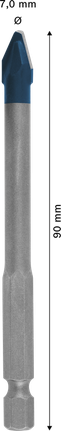 Broca de cerámica dura Bosch EXPERT HEX-9 de 7 mm.
