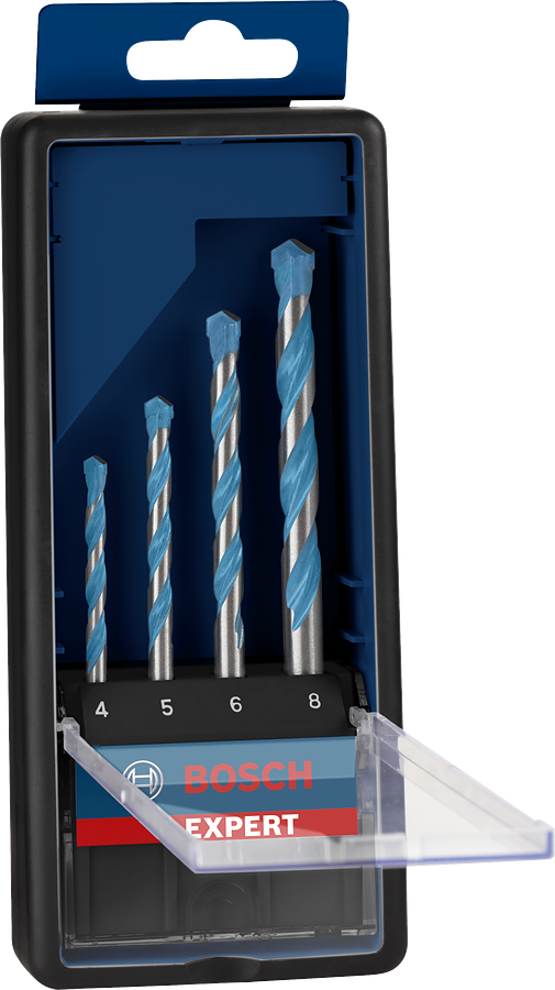 Juego de brocas Bosch EXPERT MultiConstruction CYL-9 de 4 piezas.