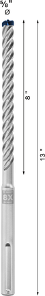 Broca para taladro percutor Bosch EXPERT SDS max-8X de 5/8 de pulgada.