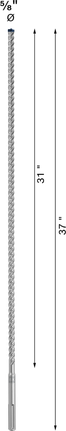Broca para taladro percutor Bosch EXPERT SDS max-8X de 5/8 pulg. y 31 pulg. de longitud.