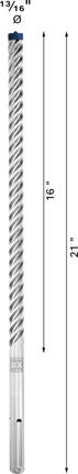 Broca para taladro percutor Bosch EXPERT SDS max-8X de 13/16 pulgadas.