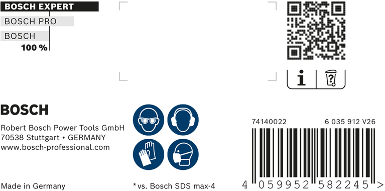 Embalaje de broca para taladro percutor Bosch SDS max-8X de 1-1/4″.