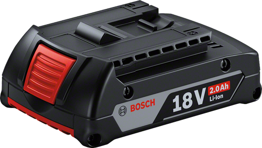 Paquete de baterías de iones de litio Bosch de 18 V y 2,0 Ah.